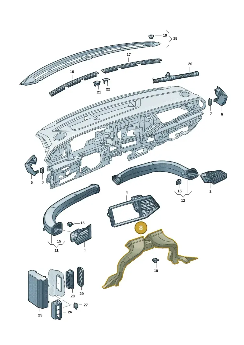 7L1819167 — Volkswagen Single-cab transp. (2019-2024) diagram 7fp819300, position 8