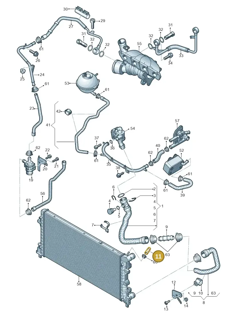 7L6121099 — Volkswagen Polo (2012-2014) diagram 708121500, position 11