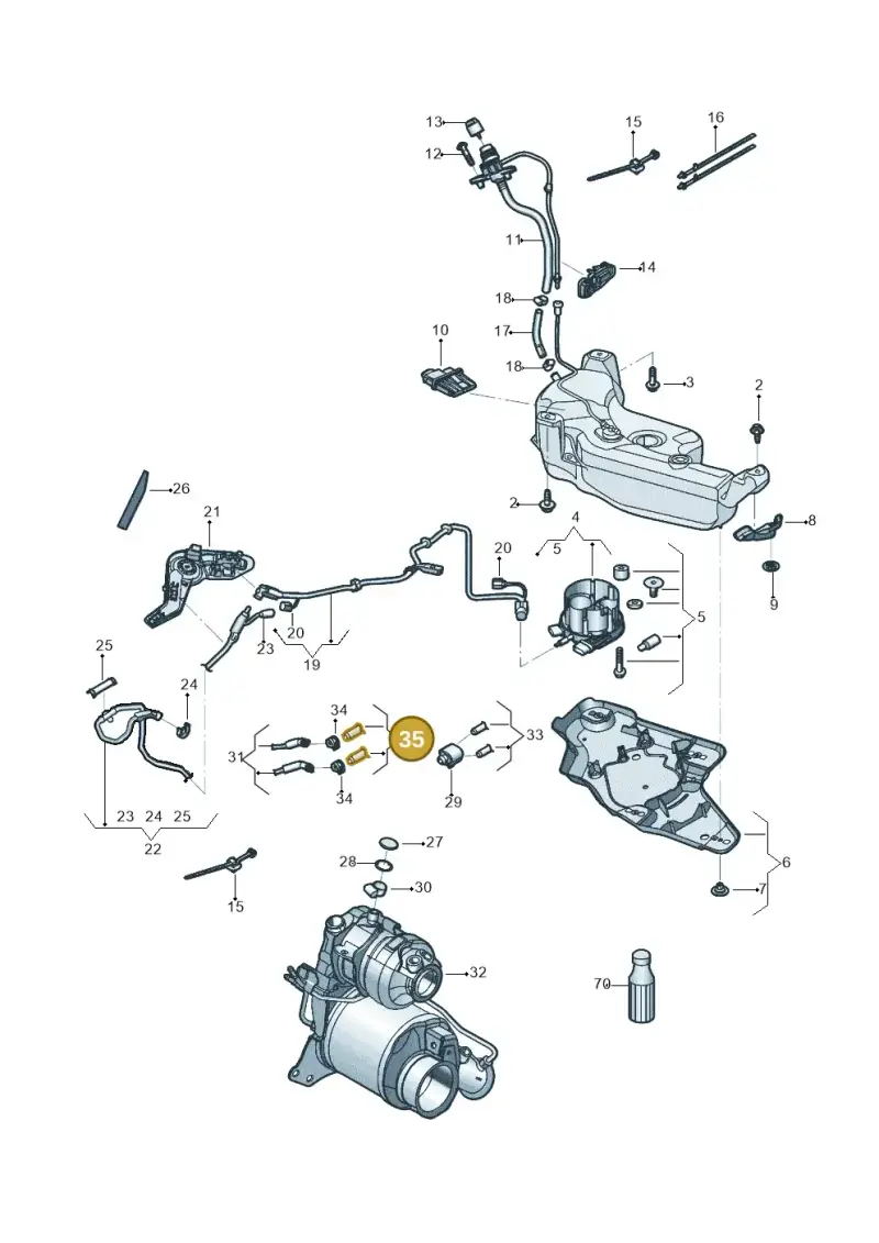 7L6121099 — Volkswagen Golf 1.4 BlueMotion (2014-2017) diagram 781253720, position 35