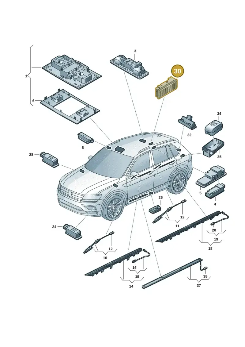 7L6947101A — Volkswagen Tiguan 2.0 4Motion (2016-2024) diagram 884947002, position 30
