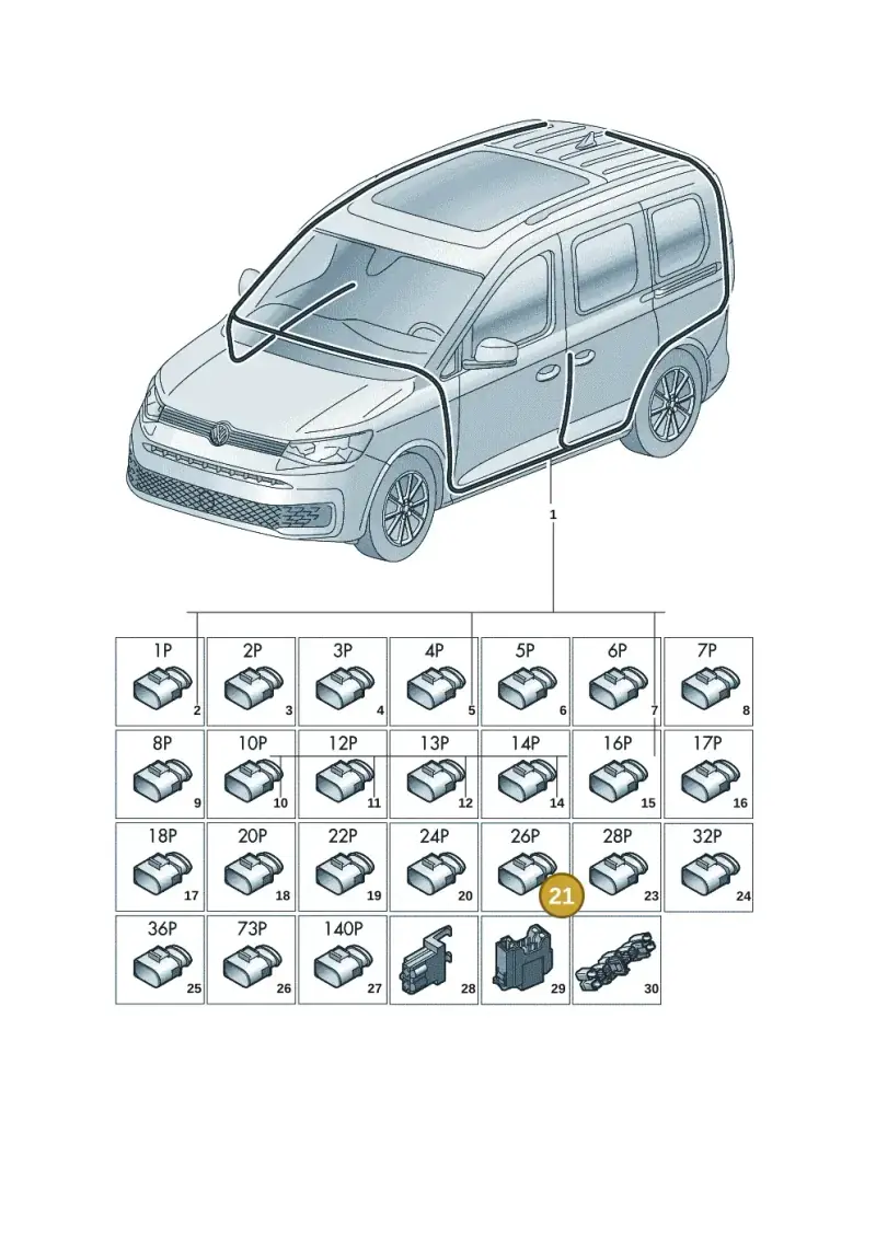 7L6972726 — Volkswagen Caddy Maxi Kombi (2020-2024) diagram 2ka971090, position 21
