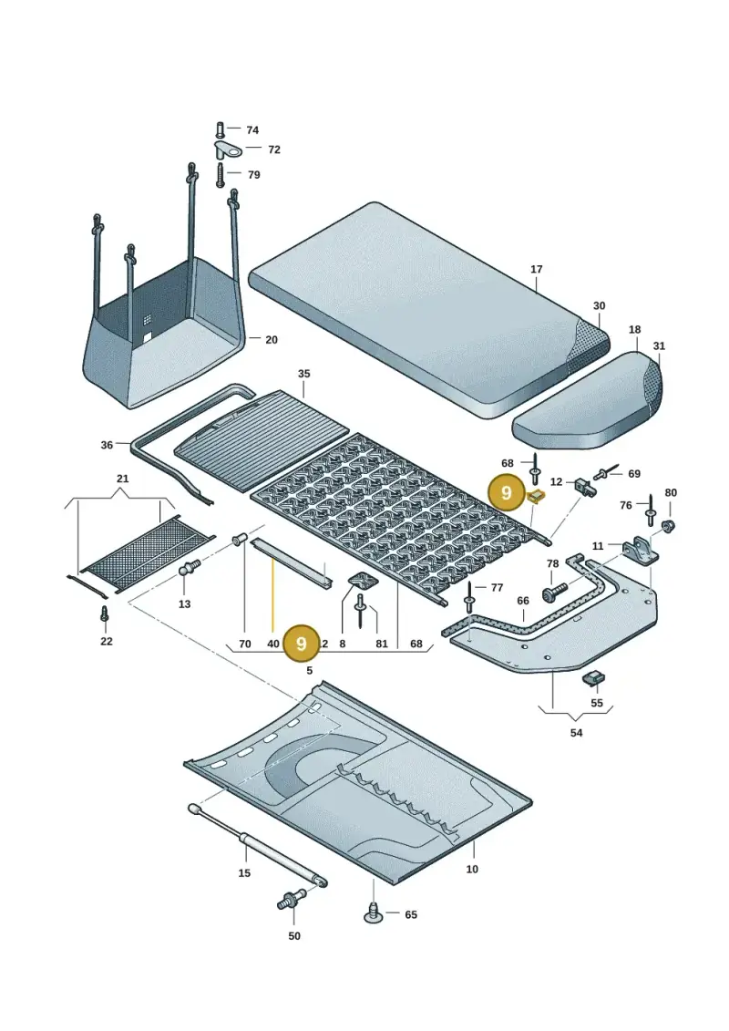 7LA067075 — Volkswagen Caravelle (2019-2024) diagram 7ep067000, position 9