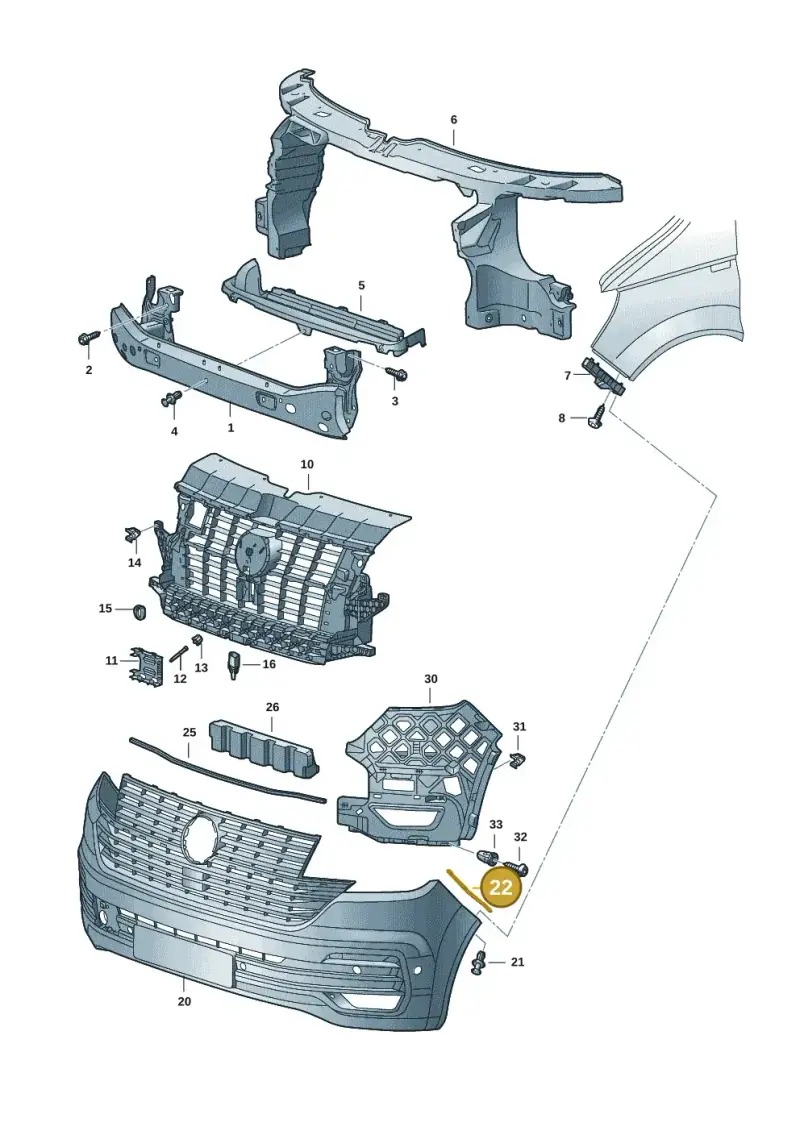 7LA807638 — Volkswagen Transport. multivan (2019-2024) diagram 7em807000, position 22