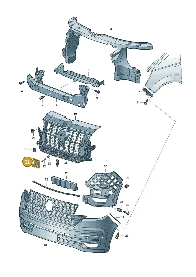 7LA807873A — Volkswagen Transport. multivan (2019-2024) diagram 7em807000, position 11