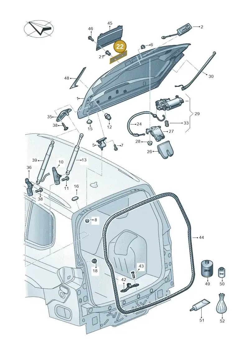 7LA853042 — Volkswagen Touran 2,0 BlueMotion (2015-2024) diagram 869827000, position 22