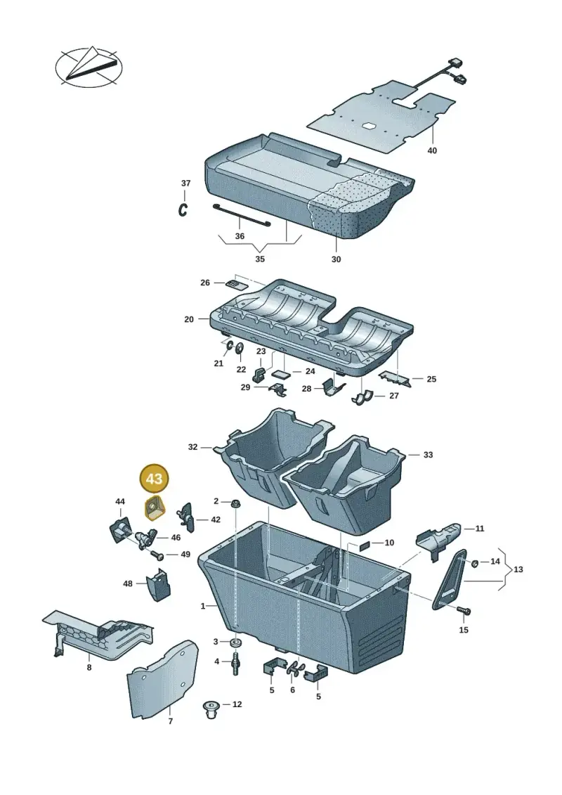 7LA88115382V — Volkswagen Caravelle (2019-2024) diagram 7ep881010, position 43