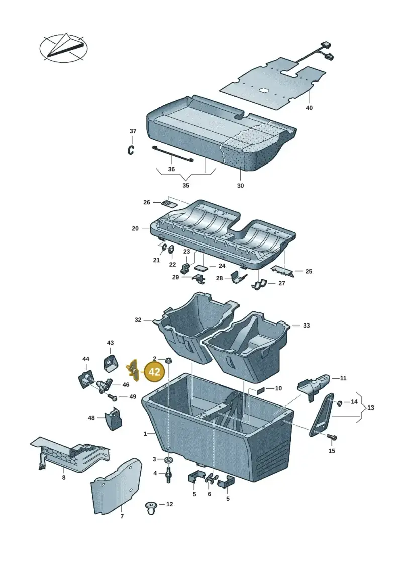7LA881156 — Volkswagen Caravelle (2019-2024) diagram 7ep881010, position 42