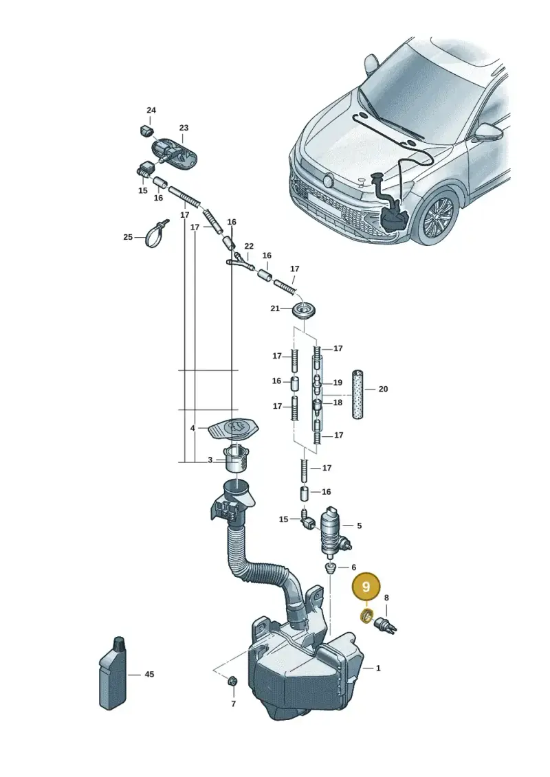 7M0919382 — Volkswagen Tiguan 2.0 (2023-) diagram 57x955100, position 9