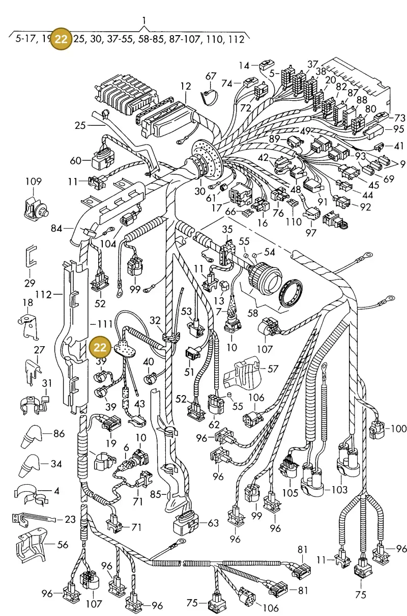 7M0955998 — Volkswagen SHARAN/SYNCRO (1995-2000) diagram 162971300, position 22
