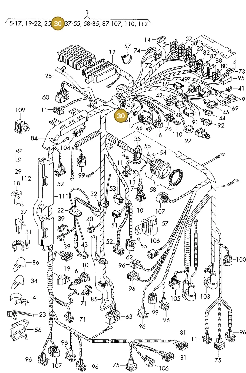 7M0971840C — Volkswagen SHARAN/SYNCRO (1995-2000) diagram 162971300, position 30