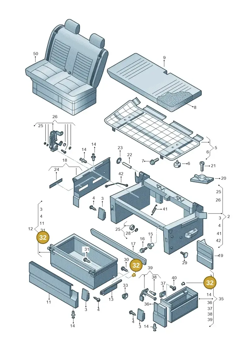 7M3201254 — Volkswagen California Camper (2011-2015) diagram 452067300, position 32