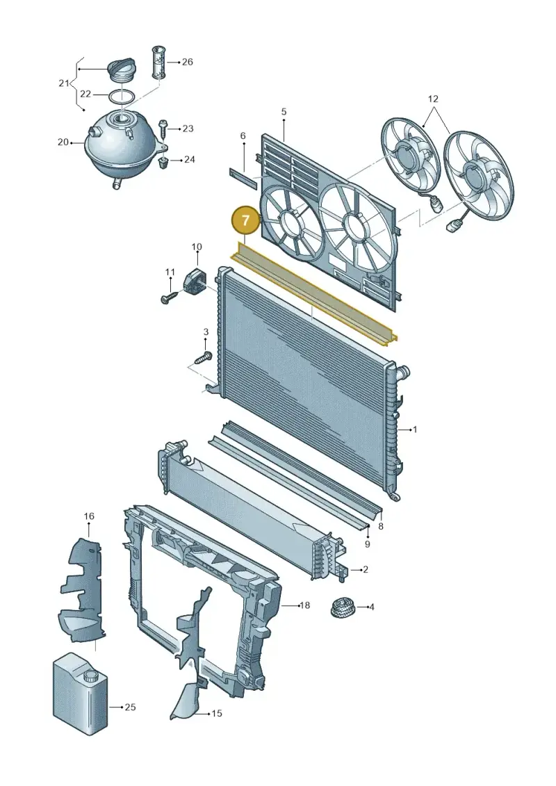 7N0121345M — Volkswagen Sharan BlueMotion (2015-2022) diagram 863121800, position 7
