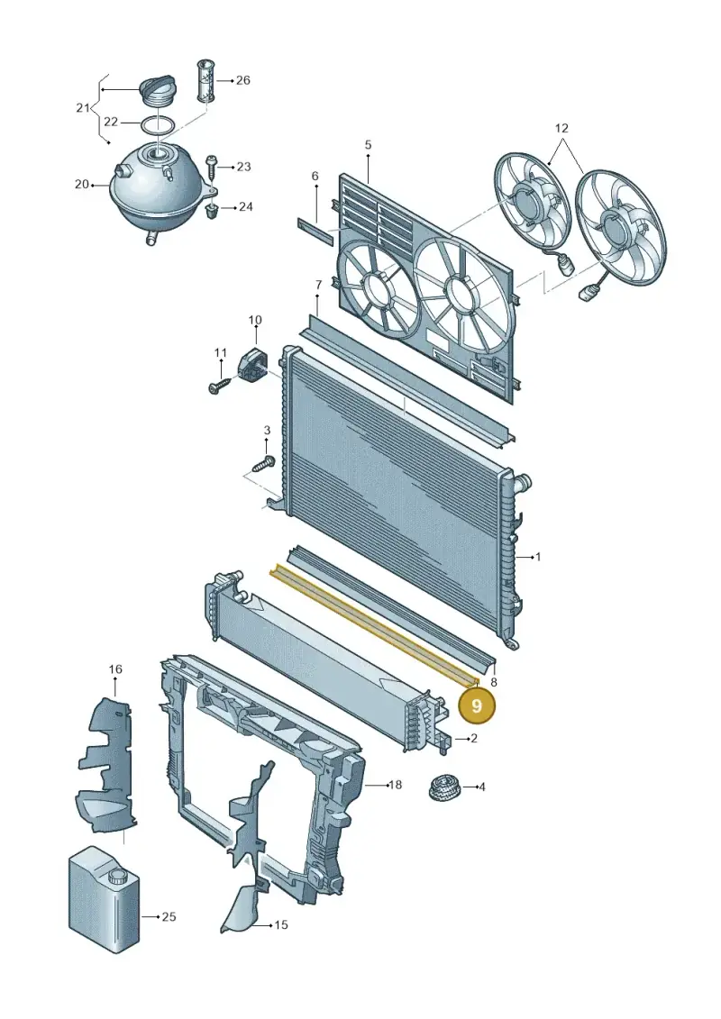 7N0121345P — Volkswagen Sharan BlueMotion (2015-2022) diagram 863121800, position 9