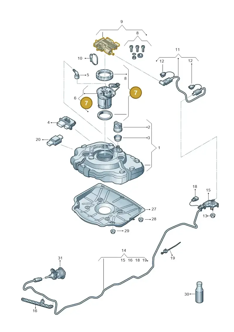 7N0198975 — Volkswagen Touareg BlueMotion (2014-2018) diagram 787253760, position 7