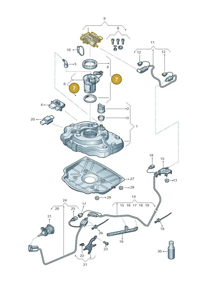 7N0198975 — Volkswagen Touareg BlueMotion (2014-2018) diagram 787253740, position 7