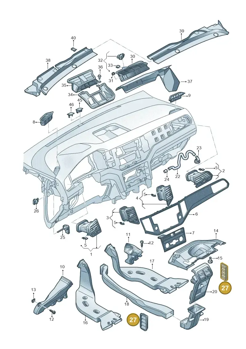 7N0819465D — Volkswagen Golf Sportsvan 1.6 (2014-2020) diagram 780819300, position 27