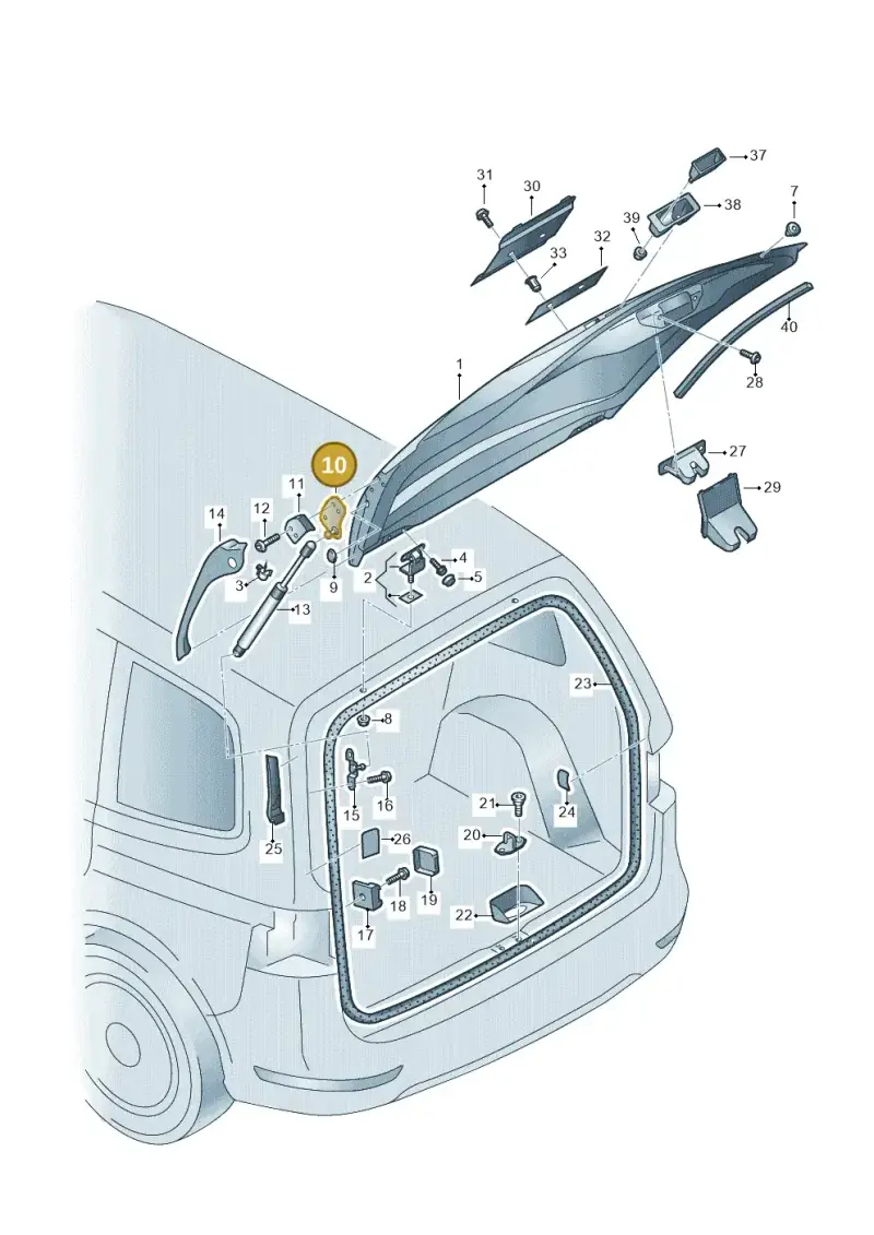 7N0827436B — Volkswagen Sharan BlueMotion (2015-2022) diagram 689827000, position 10