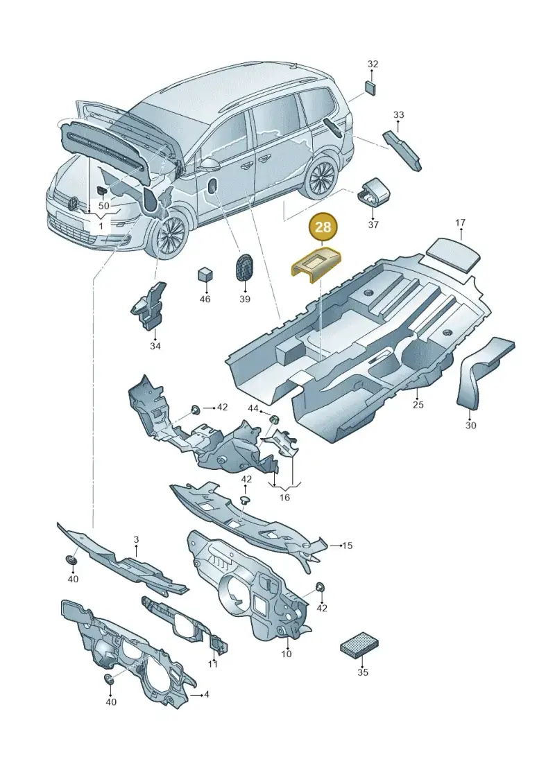 7N0863869 — Volkswagen Sharan BlueMotion (2015-2022) diagram 863863200, position 28