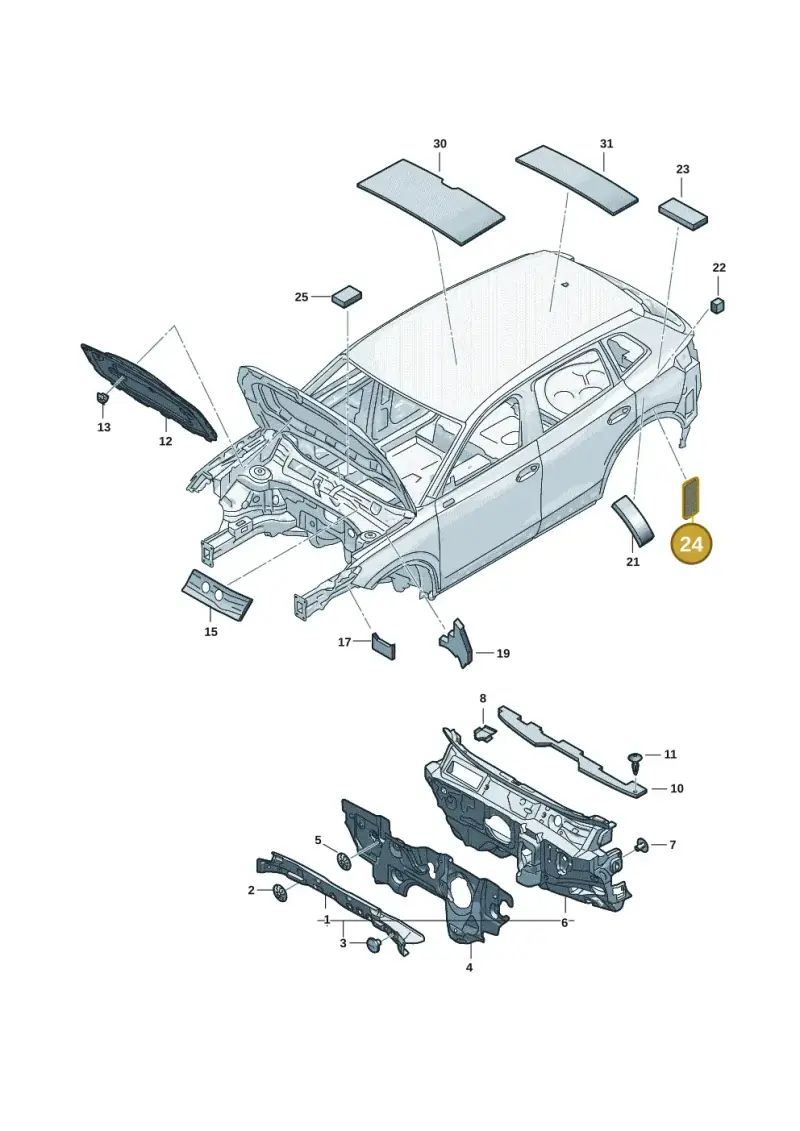 7N0864733A — Volkswagen Tiguan 2.0 (2023-) diagram 57x863200, position 24