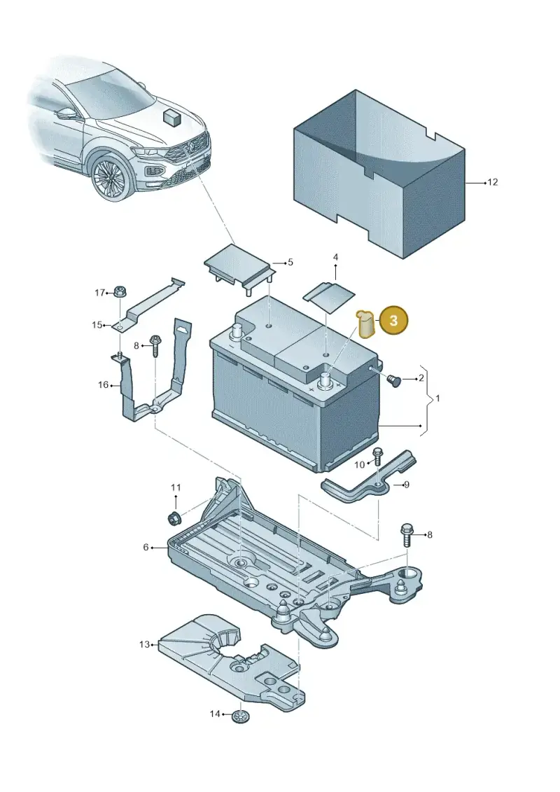 7N0915429A — Volkswagen T-Roc convertible 1.5 (2019-2024) diagram 813915000, position 3