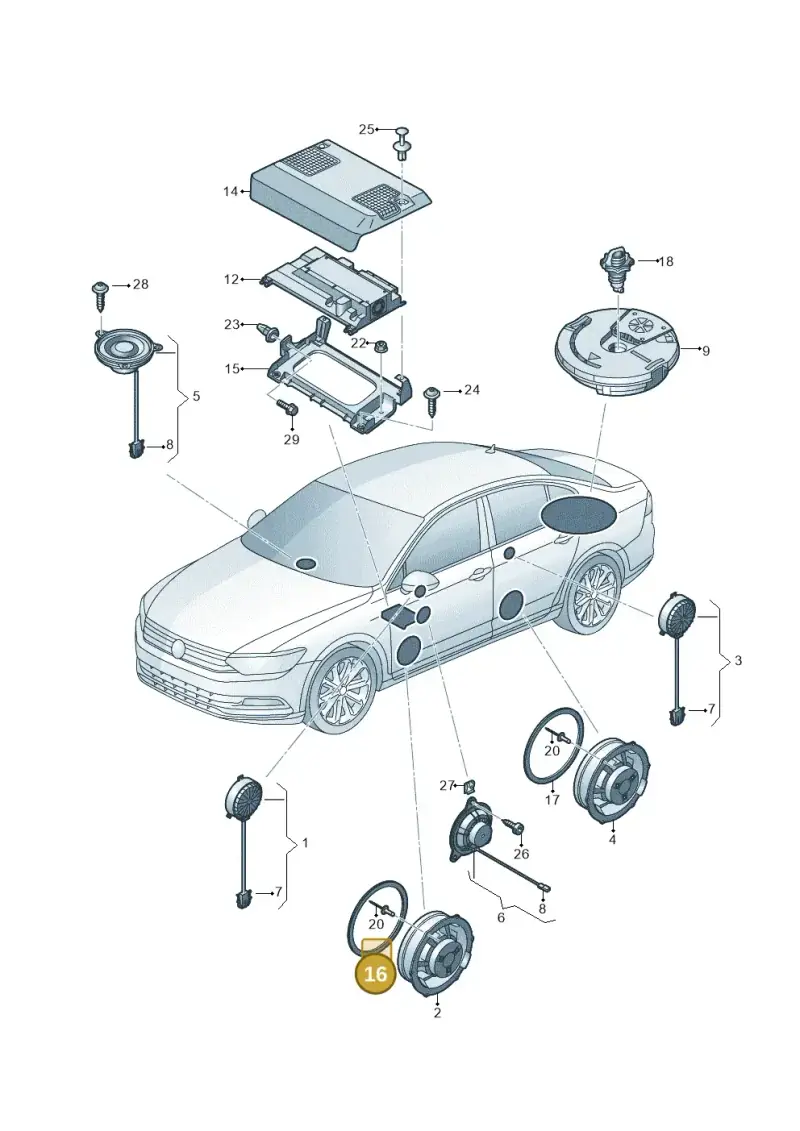 7N0971798 — Volkswagen Passat Saloon (2014-2024) diagram 793035350, position 16