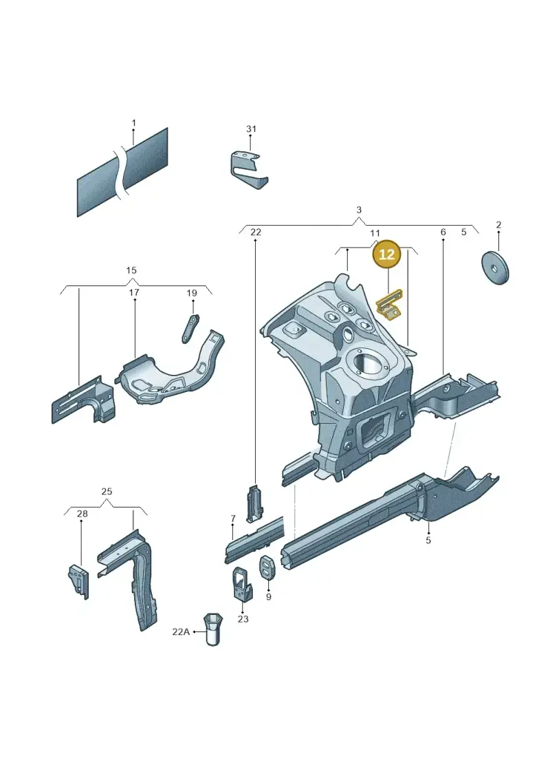 7P0611841 — Volkswagen Touareg (2012-2014) diagram 693803100, position 12