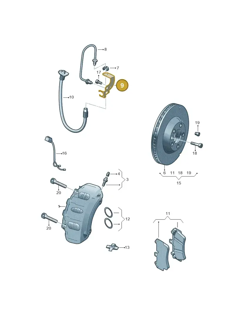 7P0614843 — Volkswagen Touareg BlueMotion (2014-2018) diagram 693615700, position 9