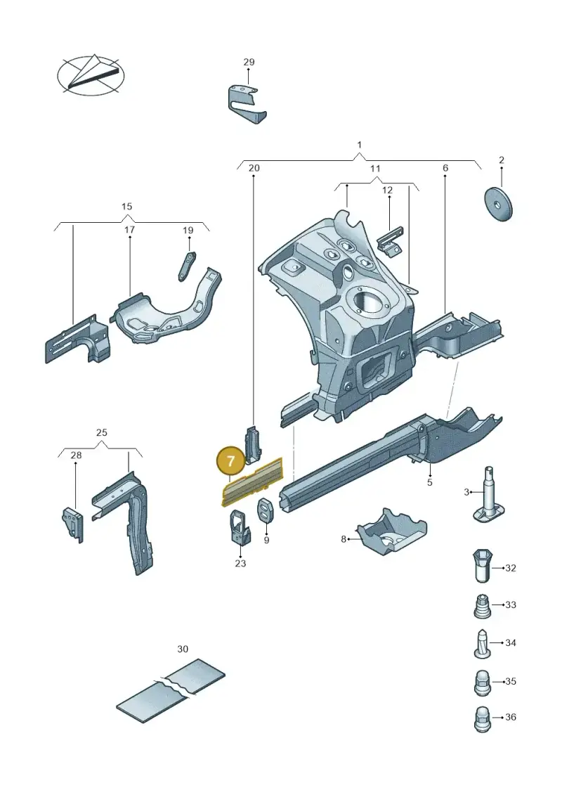 7P0802036A — Volkswagen Touareg BlueMotion (2014-2018) diagram 787803100, position 7