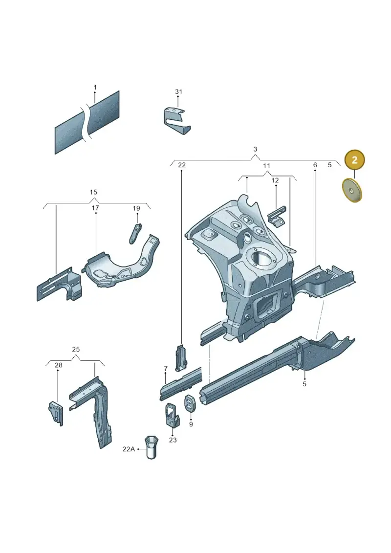 7P0803016A — Volkswagen Touareg (2012-2014) diagram 693803100, position 2