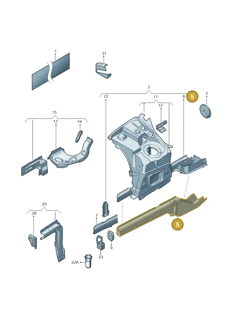7P0803106 — Volkswagen Touareg (2012-2014) diagram 693803100, position 5