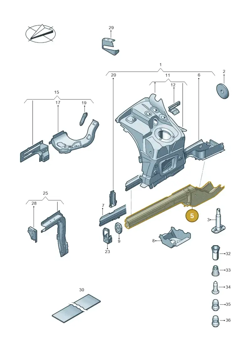 7P0803106 — Volkswagen Touareg BlueMotion (2014-2018) diagram 787803100, position 5