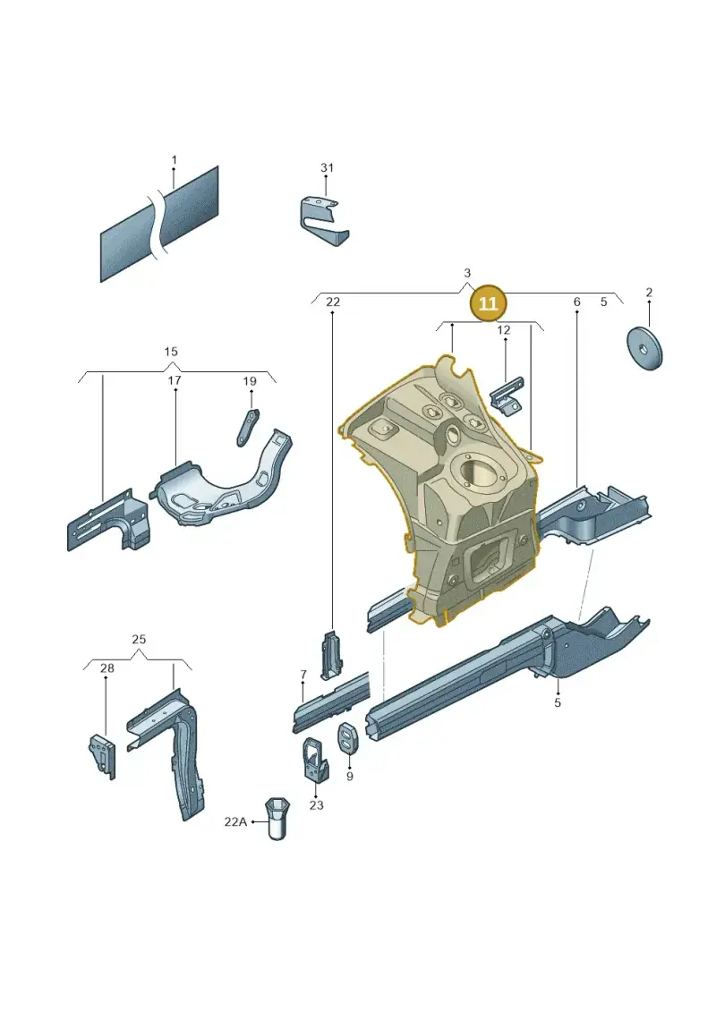 7P0803442E — Volkswagen Touareg (2012-2014) diagram 693803100, position 11