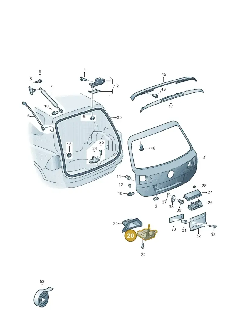 7P0827505G — Volkswagen Touareg BlueMotion (2014-2018) diagram 787827100, position 20