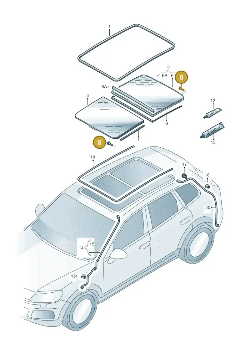 7P0898955 — Volkswagen Touareg BlueMotion (2014-2018) diagram 693877000, position 8