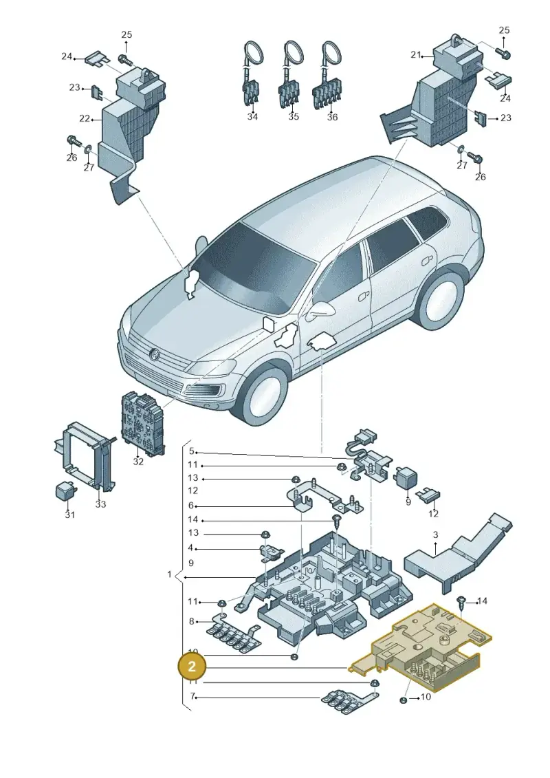 7P0937574 — Volkswagen Touareg BlueMotion (2014-2018) diagram 748937200, position 2
