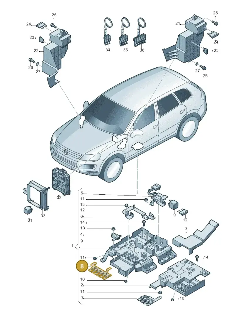 7P0937629C — Volkswagen Touareg BlueMotion (2014-2018) diagram 748937200, position 8