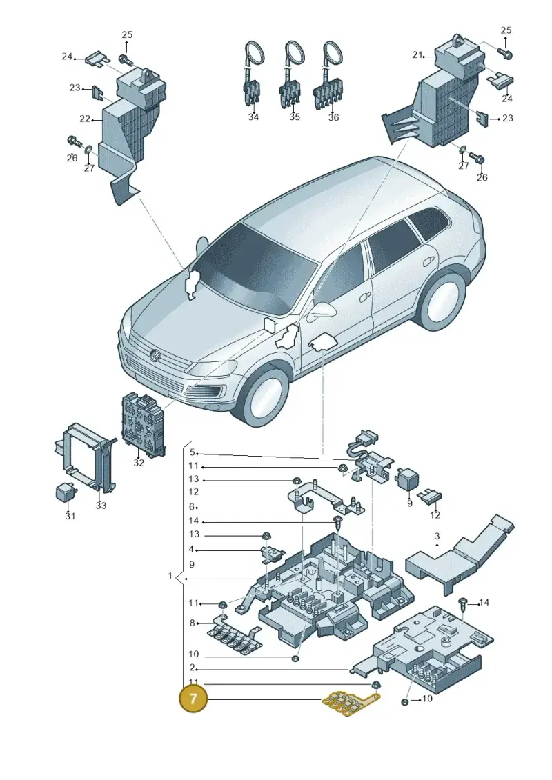 7P0937629 — Volkswagen Touareg BlueMotion (2014-2018) diagram 748937200, position 7