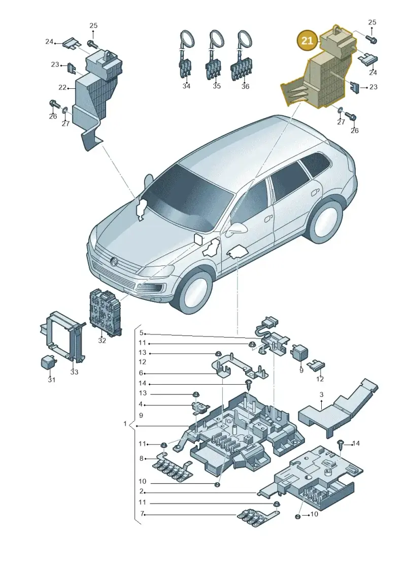 7P0941824C — Volkswagen Touareg BlueMotion (2014-2018) diagram 748937200, position 21