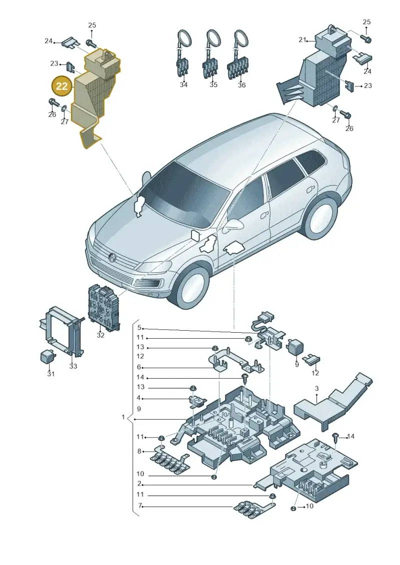 7P0941824 — Volkswagen Touareg BlueMotion (2014-2018) diagram 748937200, position 22
