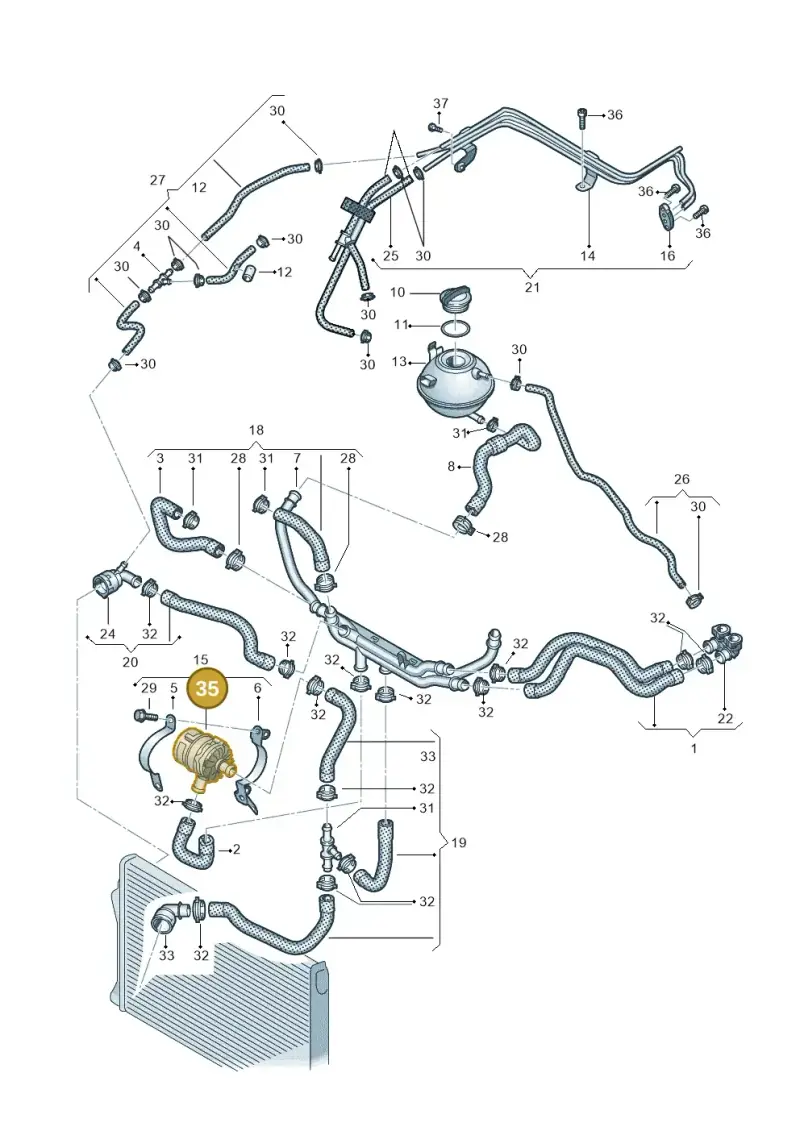 7P0965567 — Volkswagen Jetta (2014-2017) diagram 692121090, position 35