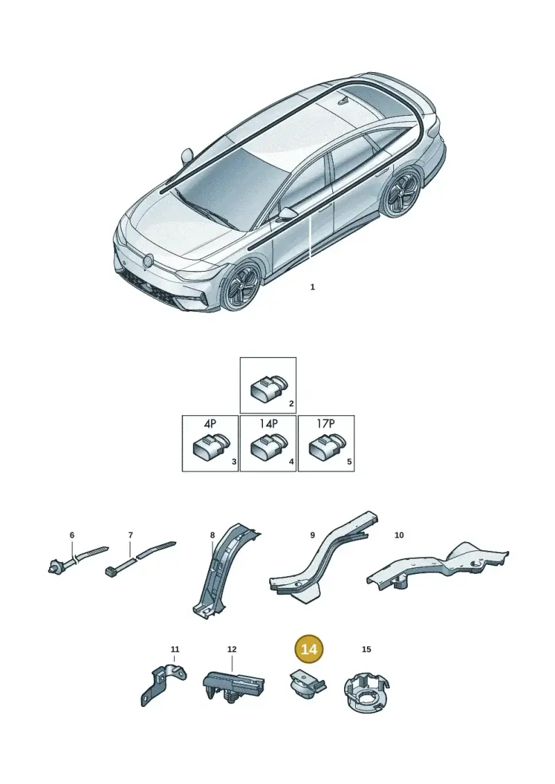 7P0971830 — Volkswagen ID.7 Limousine Pro (2023-) diagram 14b971900, position 14