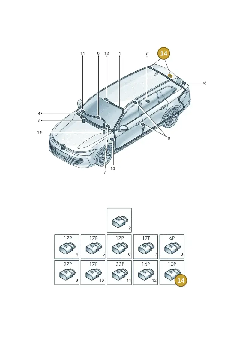 7P0972735A — Volkswagen Passat estate (2023-) diagram 3j0972000, position 14