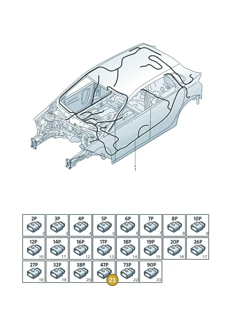 7P0973047 — Volkswagen Golf (2015-2019) diagram 867971081, position 21