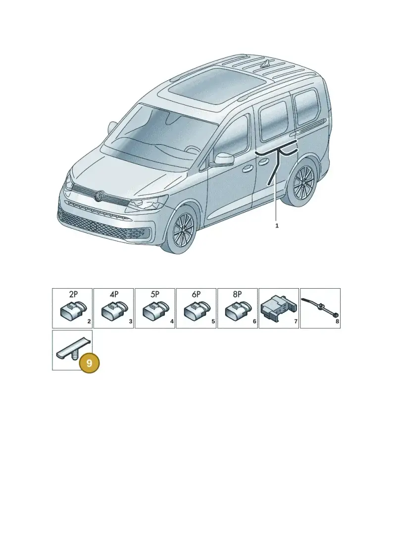 7P5957818A — Volkswagen Caddy Maxi Kombi (2020-2024) diagram 2ka972037, position 9