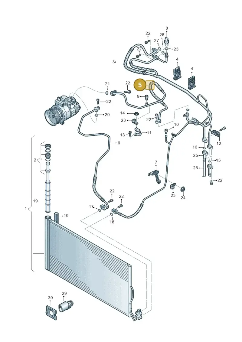 7P6820744E — Volkswagen Touareg (2010-2012) diagram 693820450, position 5