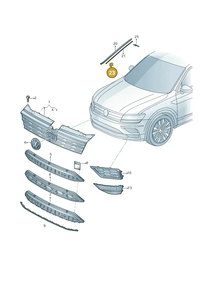 7P6853910A — Volkswagen Tiguan 2.0 4Motion (2017-2024) diagram 884853000, position 23