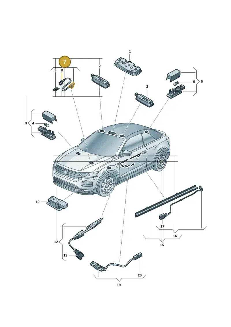 7P6947355D — Volkswagen T-Roc convertible 1.5 (2019-2024) diagram 2gk947000, position 7