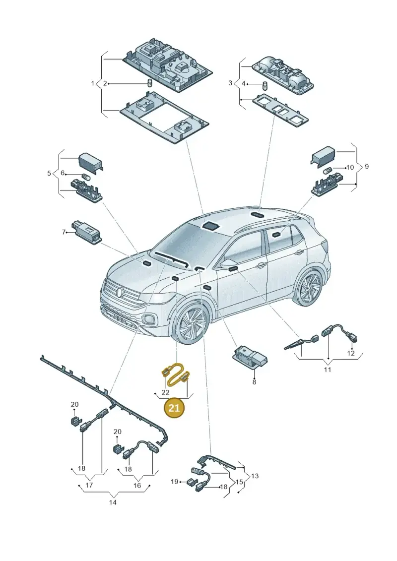 7P6947355D — Volkswagen T-Cross 1,0 (2018-2024) diagram 587947000, position 21