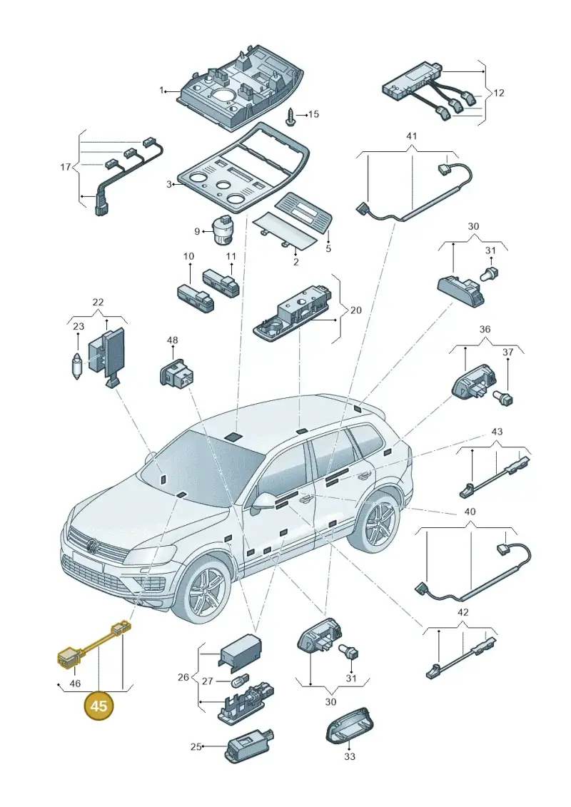 7P6947355D — Volkswagen Touareg BlueMotion (2014-2018) diagram 787947000, position 45