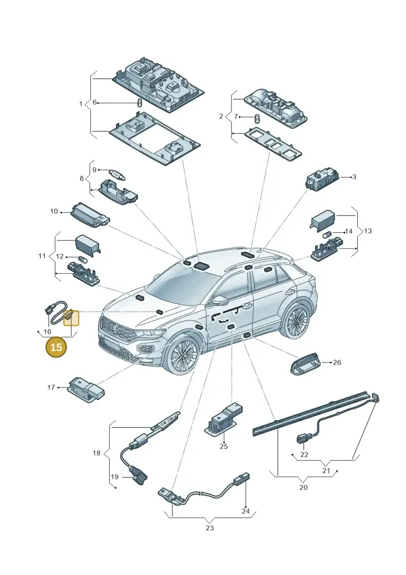 7P6947355D — Volkswagen T-Roc BlueMotion (2017-2024) diagram 813947000, position 15